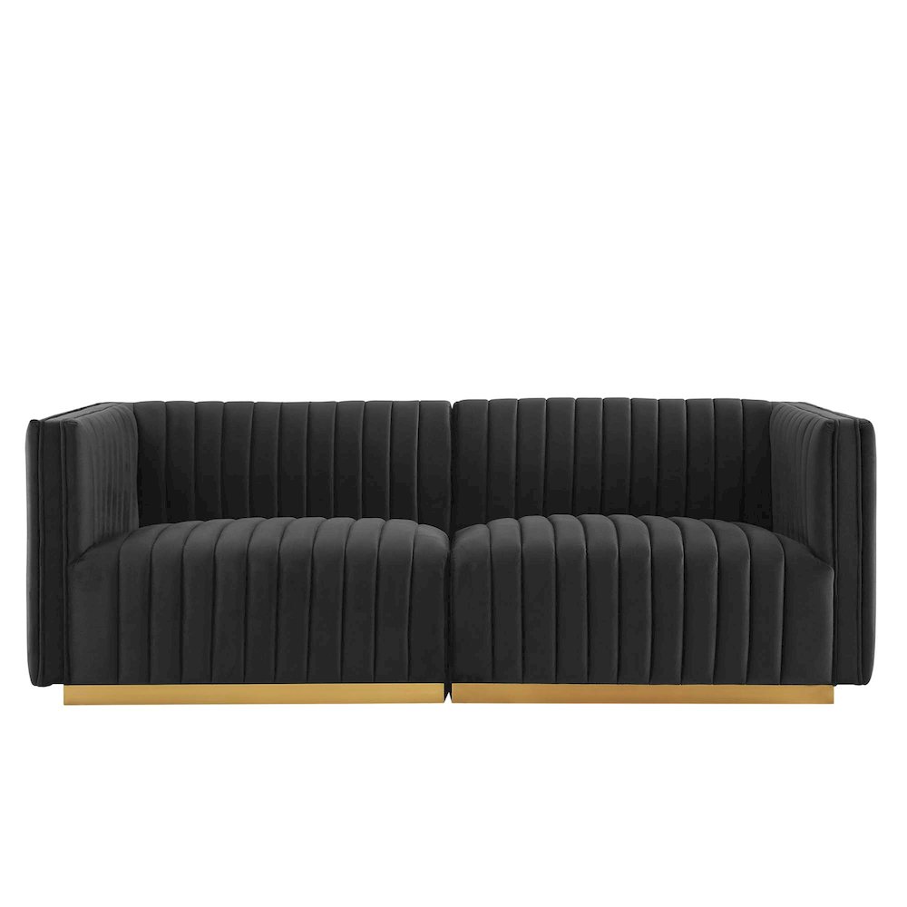 Conjure Channel Tufted Performance Velvet Loveseat. Picture 3
