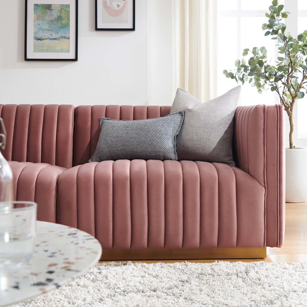 Conjure Channel Tufted Performance Velvet Loveseat. Picture 11