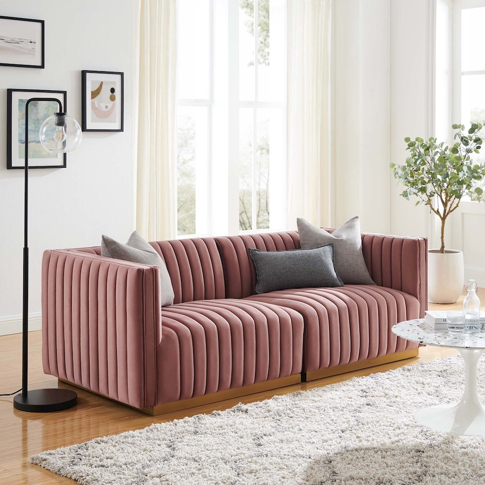 Conjure Channel Tufted Performance Velvet Loveseat. Picture 10