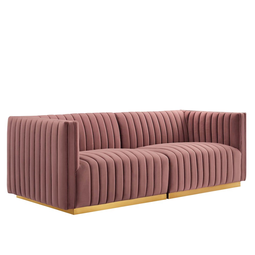 Conjure Channel Tufted Performance Velvet Loveseat. Picture 1