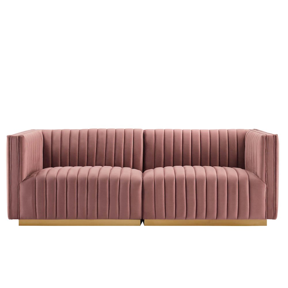 Conjure Channel Tufted Performance Velvet Loveseat. Picture 3