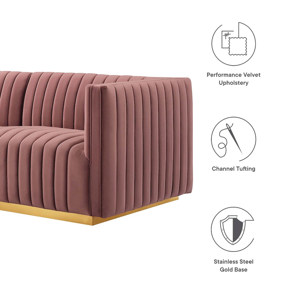 Conjure Channel Tufted Performance Velvet Loveseat. Picture 2