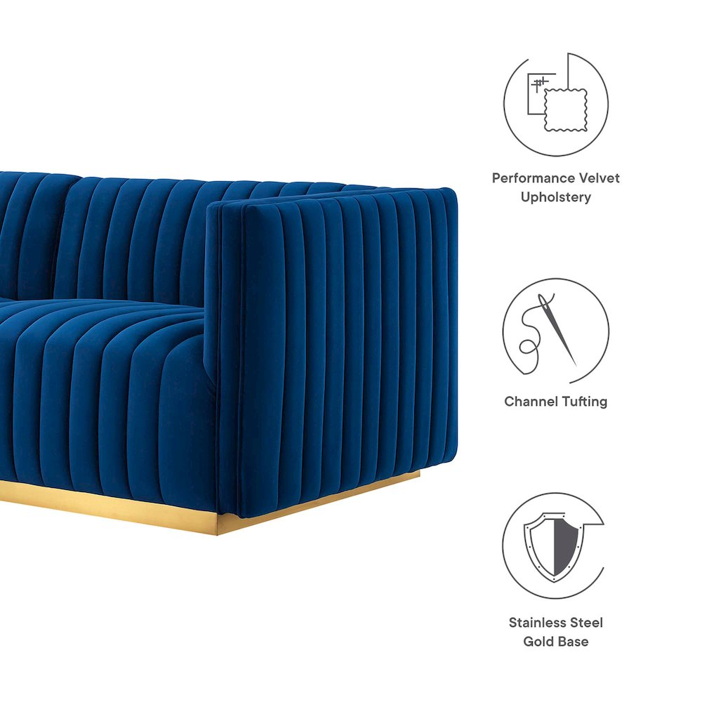 Conjure Channel Tufted Performance Velvet Loveseat. Picture 2
