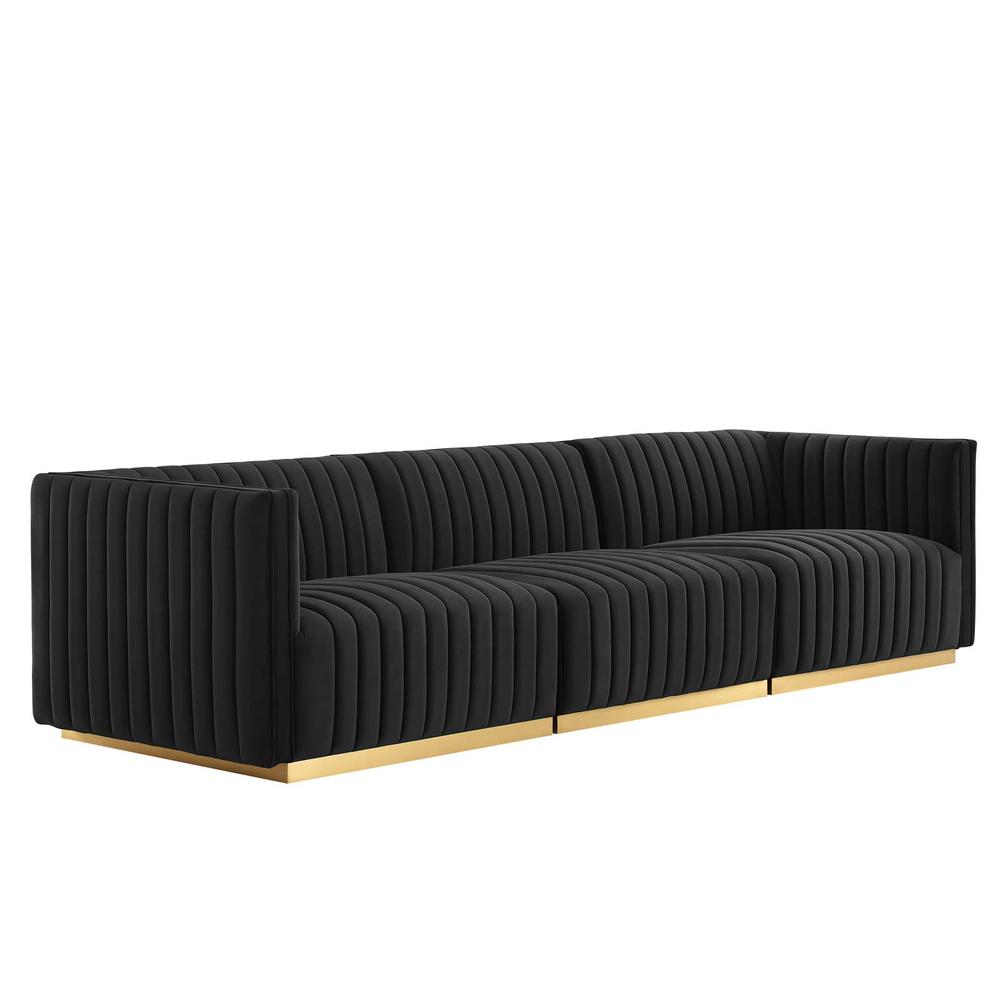 Conjure Channel Tufted Performance Velvet Sofa. Picture 1