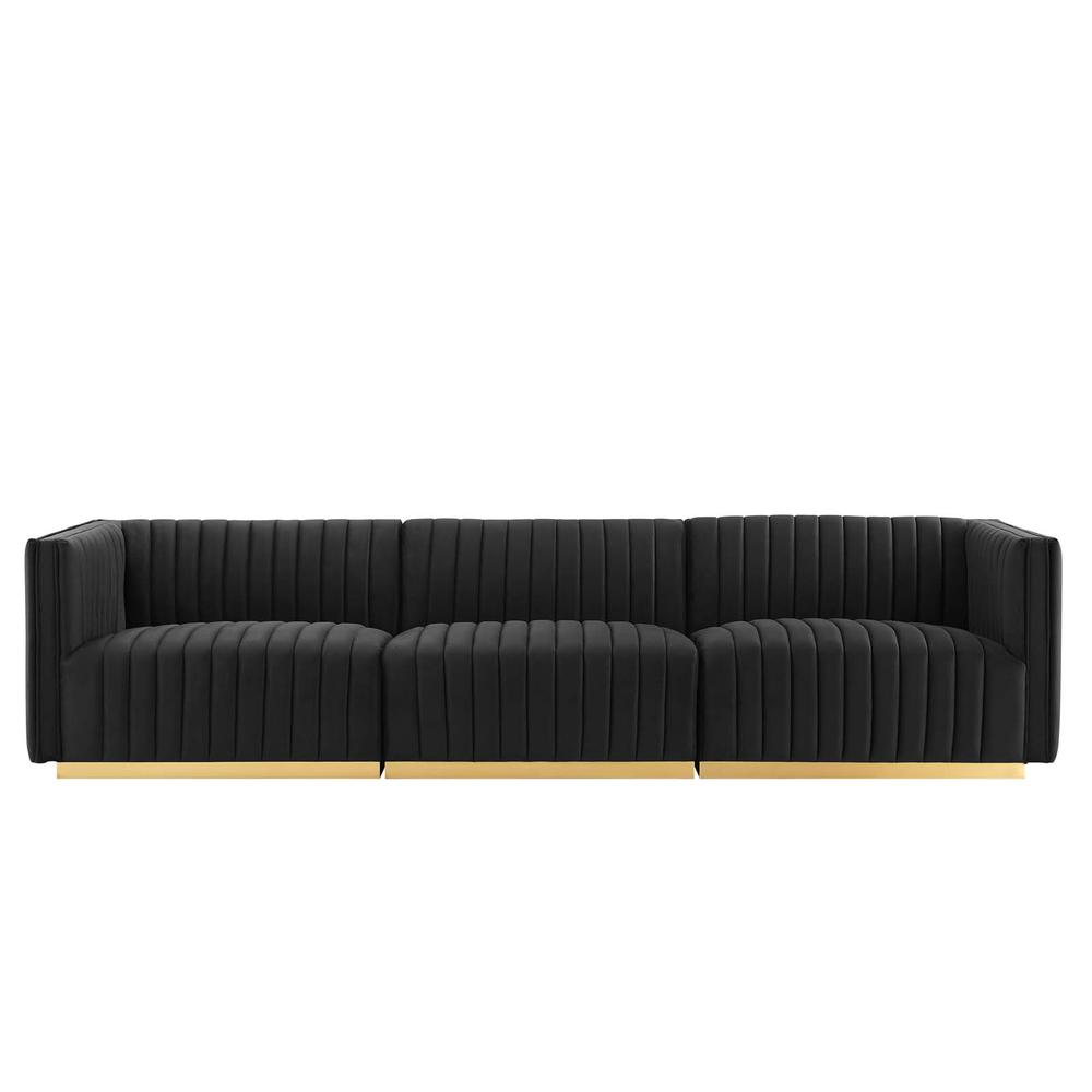 Conjure Channel Tufted Performance Velvet Sofa. Picture 2
