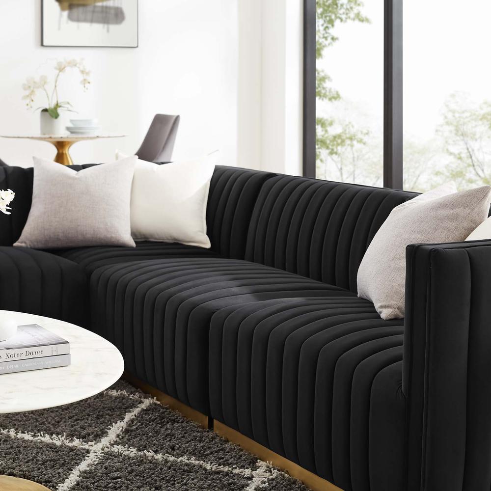 Conjure Channel Tufted Performance Velvet 4-Piece Sectional. Picture 15
