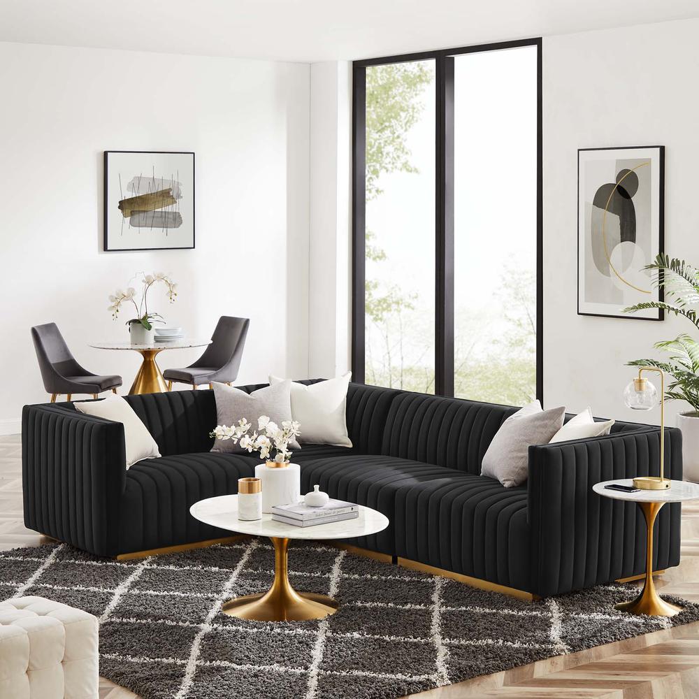 Conjure Channel Tufted Performance Velvet 4-Piece Sectional. Picture 16