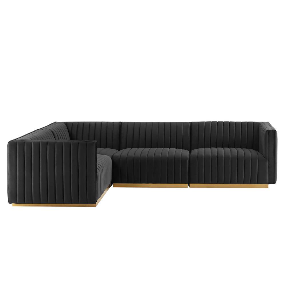 Conjure Channel Tufted Performance Velvet 4-Piece Sectional. Picture 2