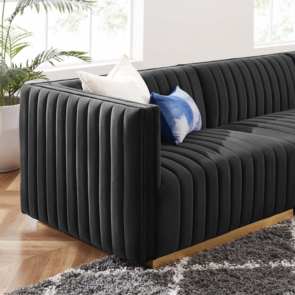 Conjure Channel Tufted Performance Velvet 5-Piece Sectional. Picture 15