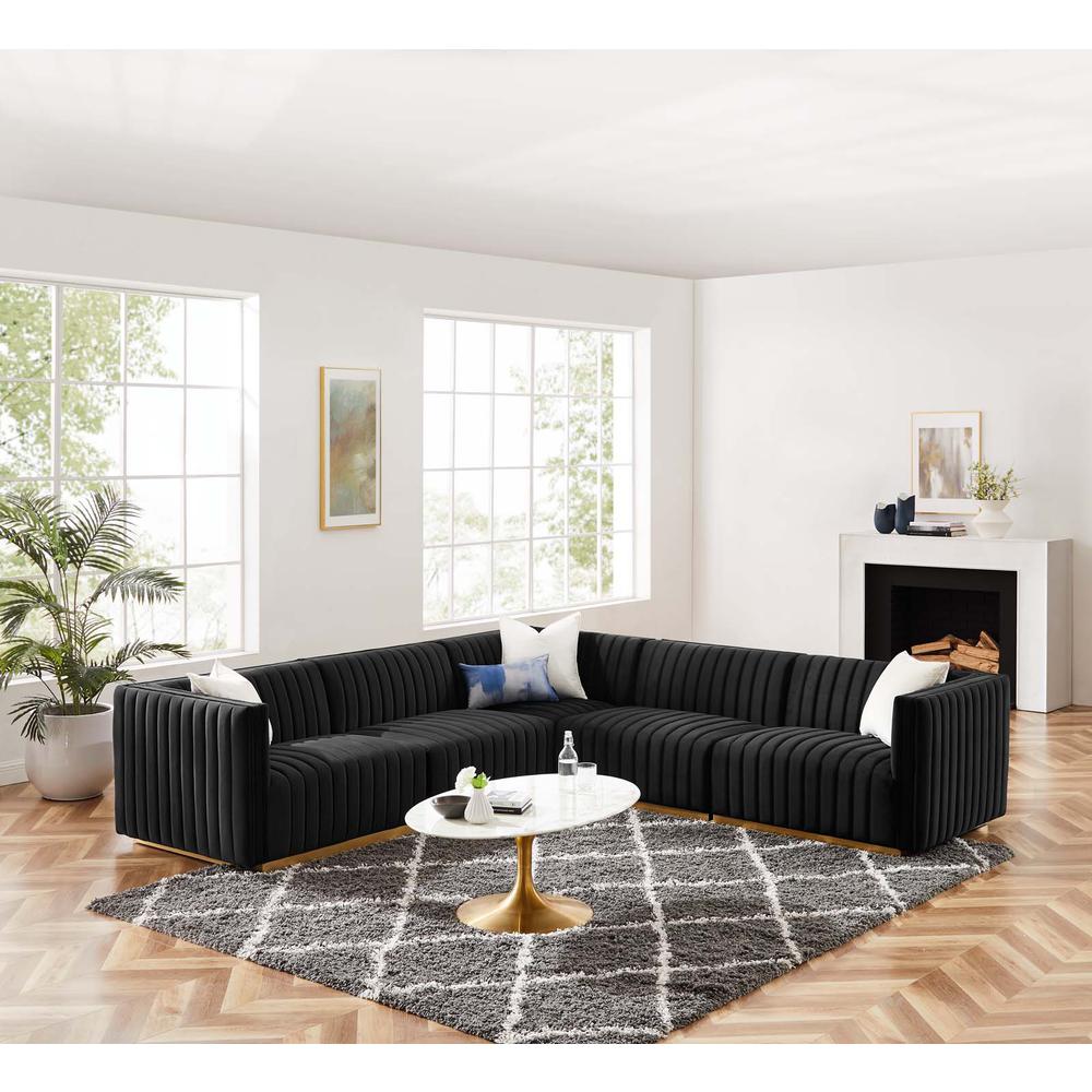Conjure Channel Tufted Performance Velvet 5-Piece Sectional. Picture 16