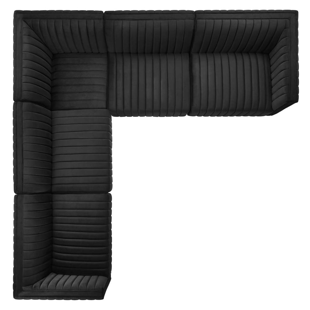 Conjure Channel Tufted Performance Velvet 5-Piece Sectional. Picture 2