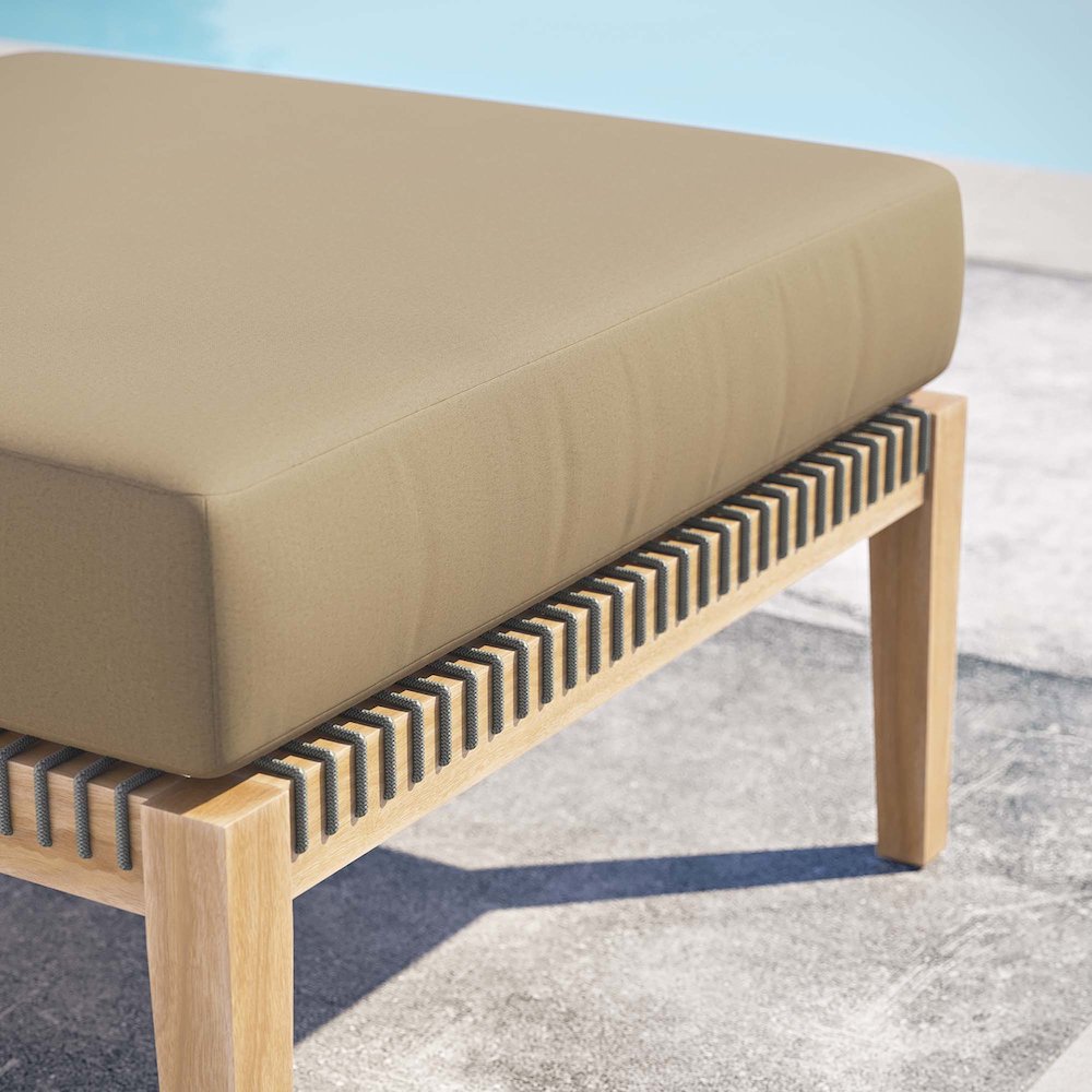 Clearwater Outdoor Patio Teak Wood Ottoman. Picture 7