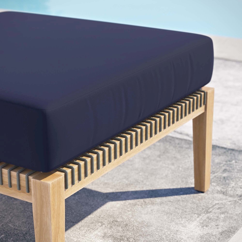 Clearwater Outdoor Patio Teak Wood Ottoman. Picture 7