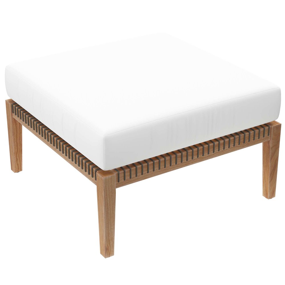 Clearwater Outdoor Patio Teak Wood Ottoman. Picture 1