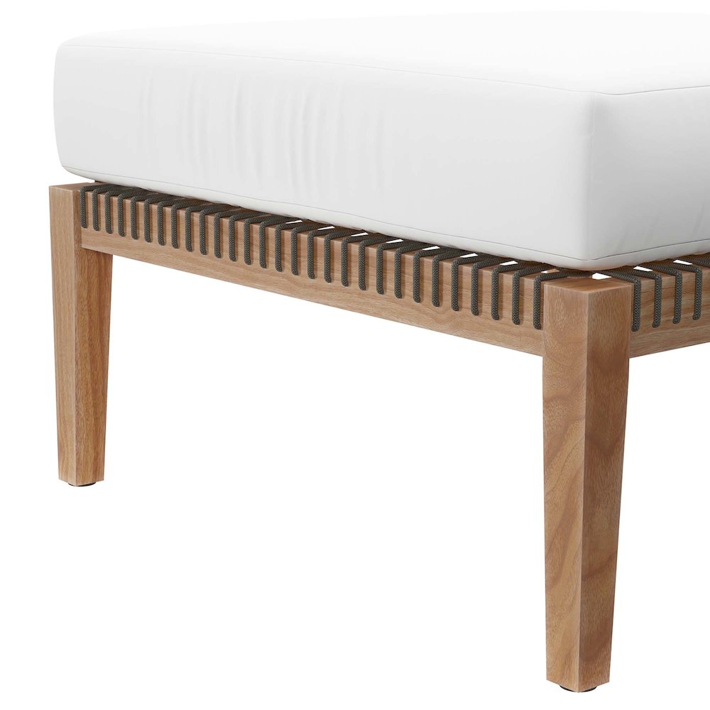 Clearwater Outdoor Patio Teak Wood Ottoman. Picture 4