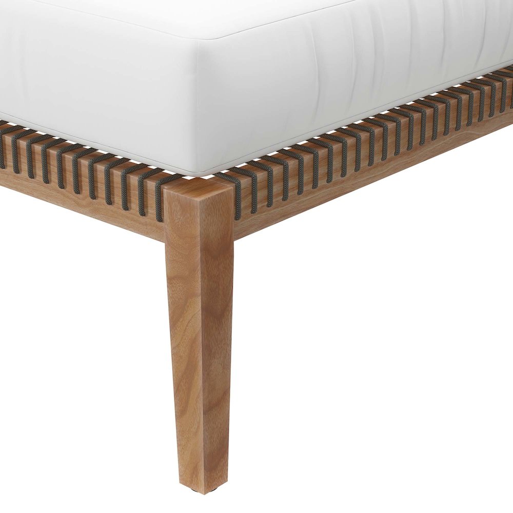 Clearwater Outdoor Patio Teak Wood Ottoman. Picture 5