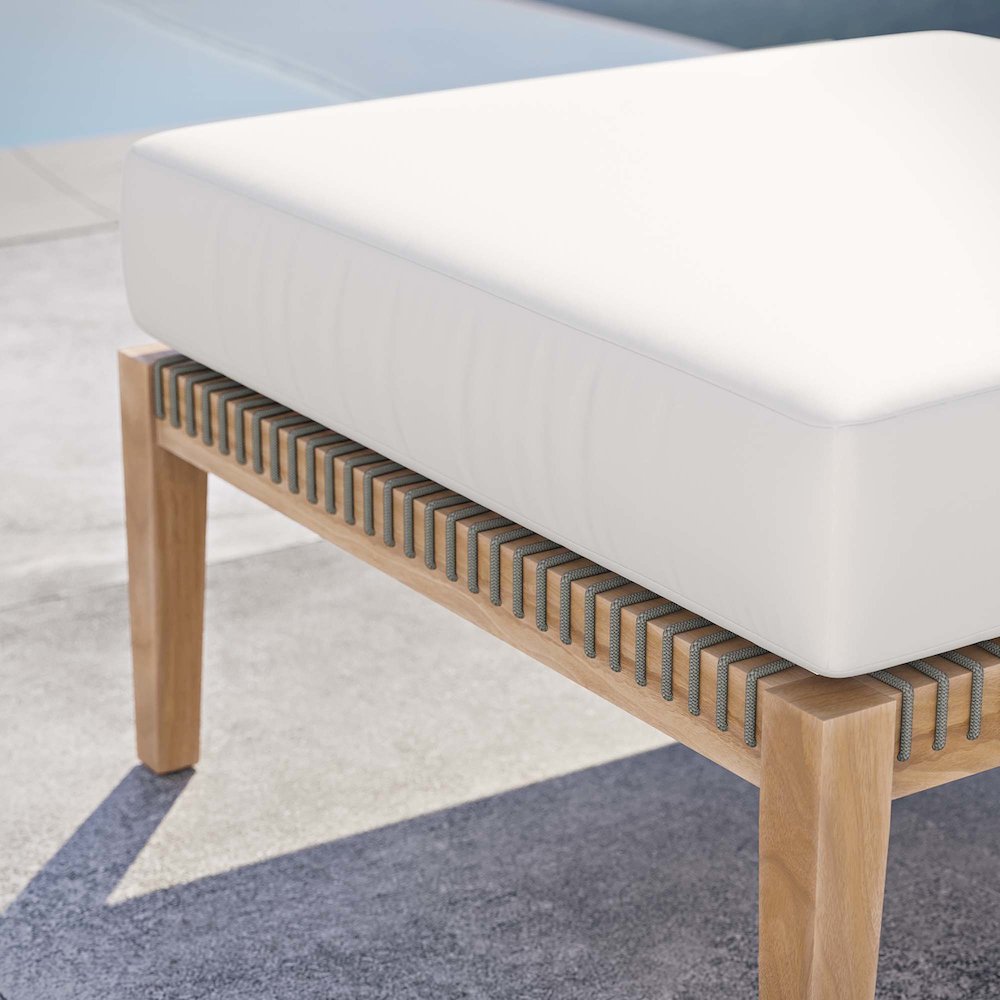 Clearwater Outdoor Patio Teak Wood Ottoman. Picture 7