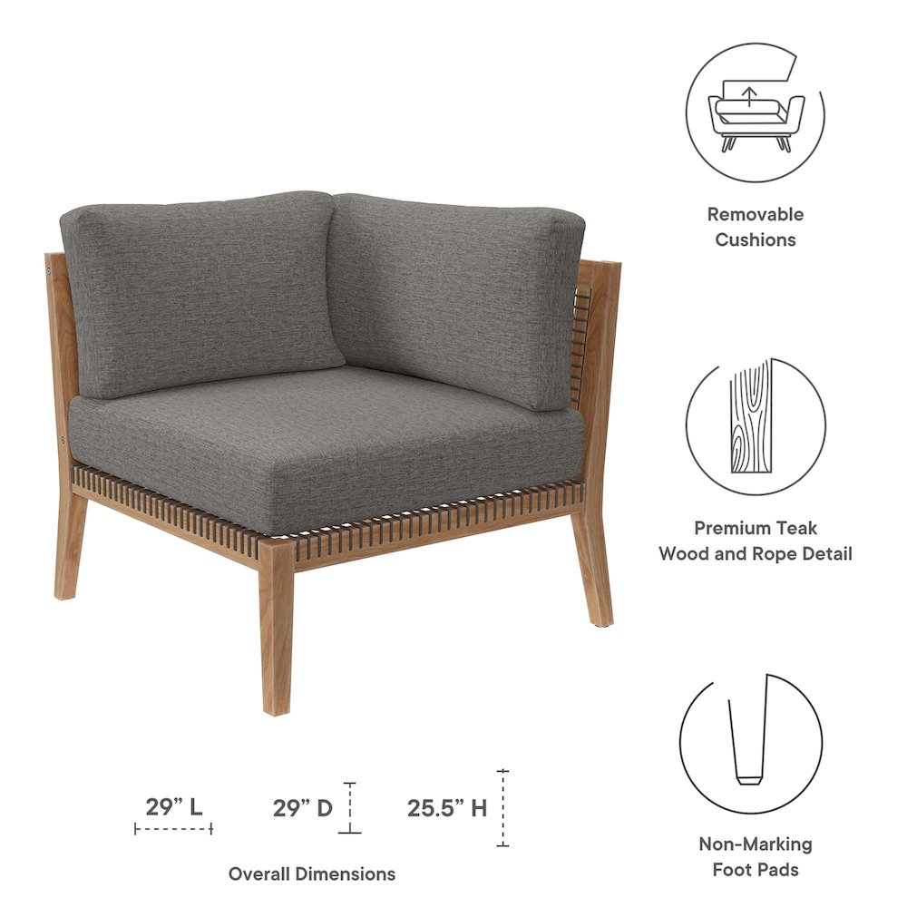 Clearwater Outdoor Patio Teak Wood Corner Chair. Picture 2