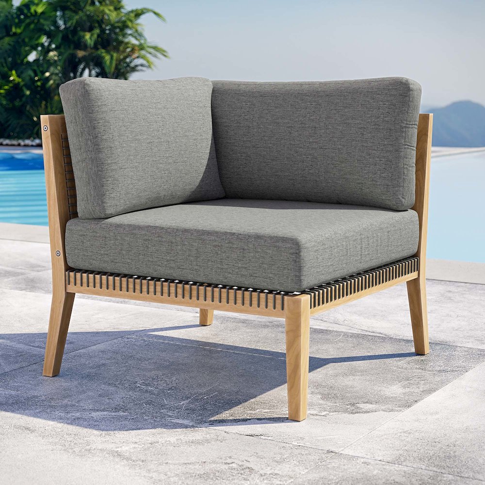Clearwater Outdoor Patio Teak Wood Corner Chair. Picture 6