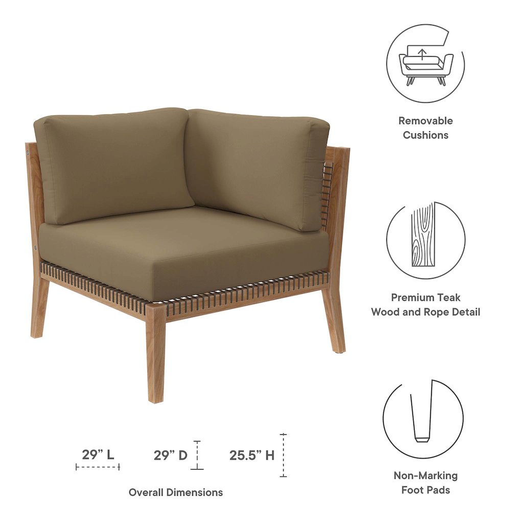 Clearwater Outdoor Patio Teak Wood Corner Chair. Picture 2