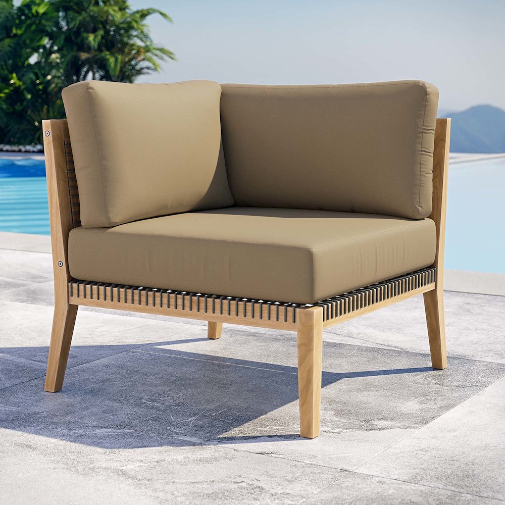 Clearwater Outdoor Patio Teak Wood Corner Chair. Picture 6