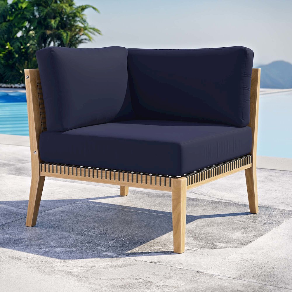 Clearwater Outdoor Patio Teak Wood Corner Chair. Picture 6