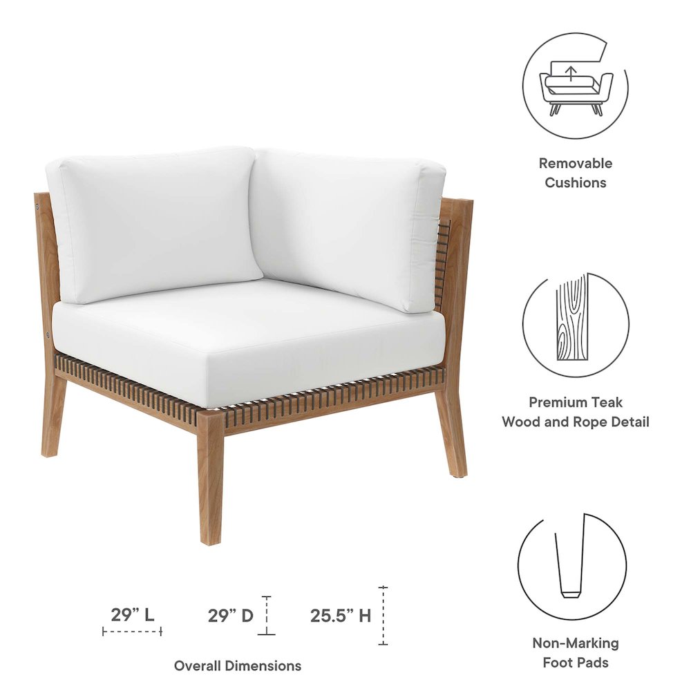 Clearwater Outdoor Patio Teak Wood Corner Chair. Picture 2