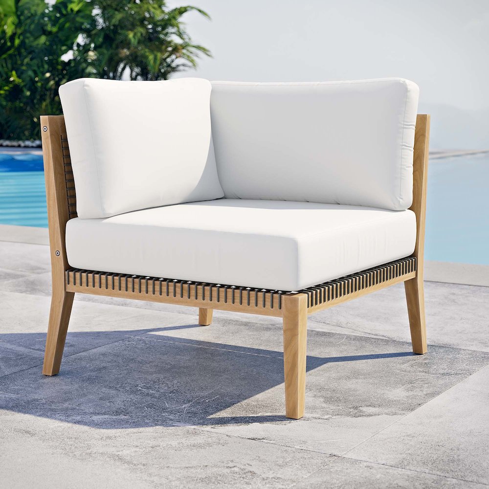Clearwater Outdoor Patio Teak Wood Corner Chair. Picture 6