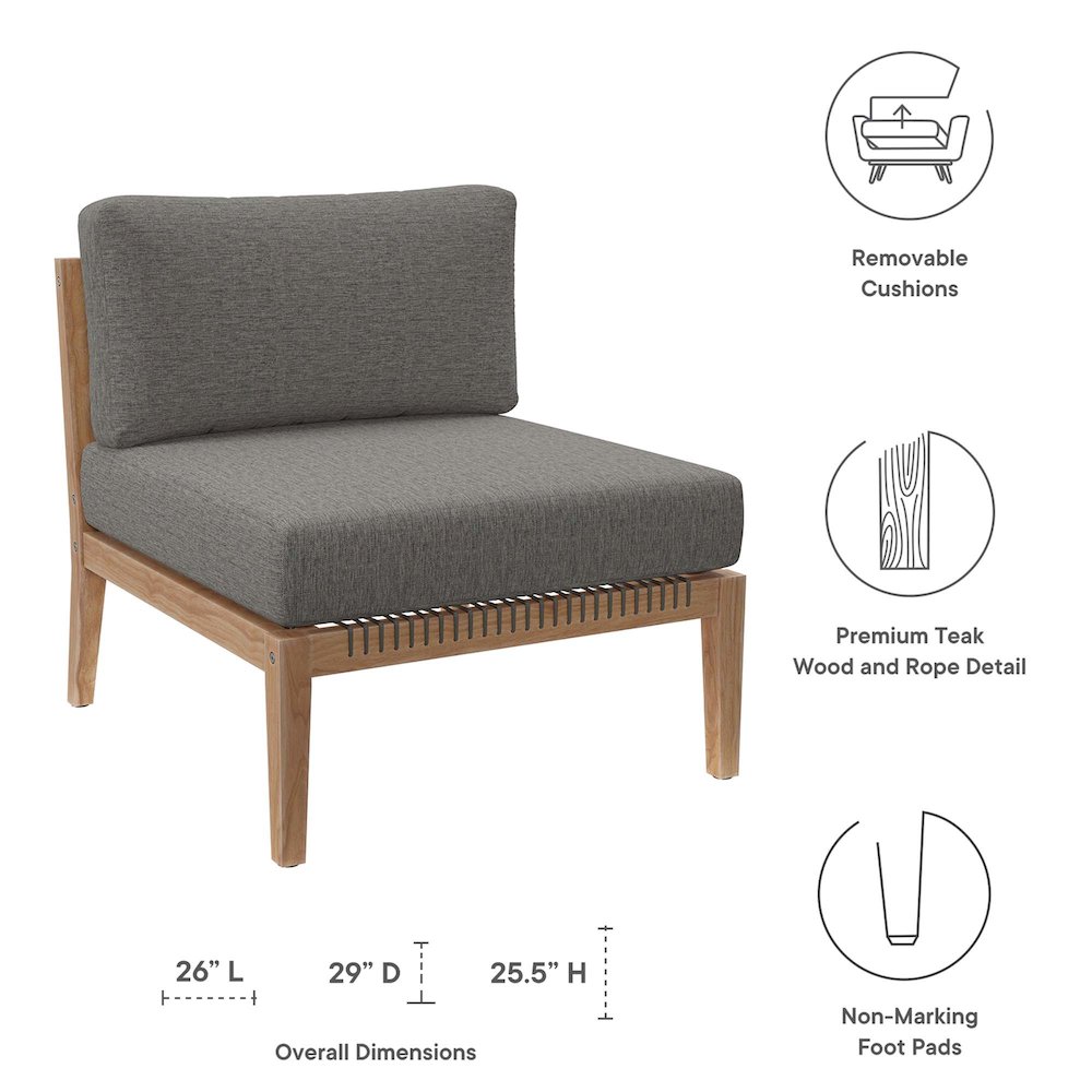 Clearwater Outdoor Patio Teak Wood Armless Chair. Picture 2