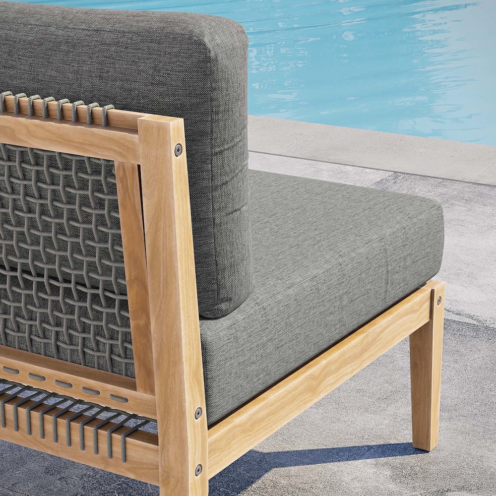 Clearwater Outdoor Patio Teak Wood Armless Chair. Picture 7