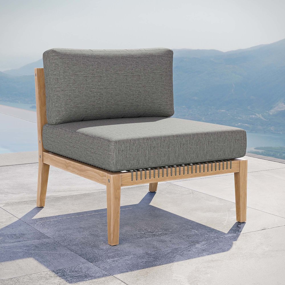 Clearwater Outdoor Patio Teak Wood Armless Chair. Picture 6