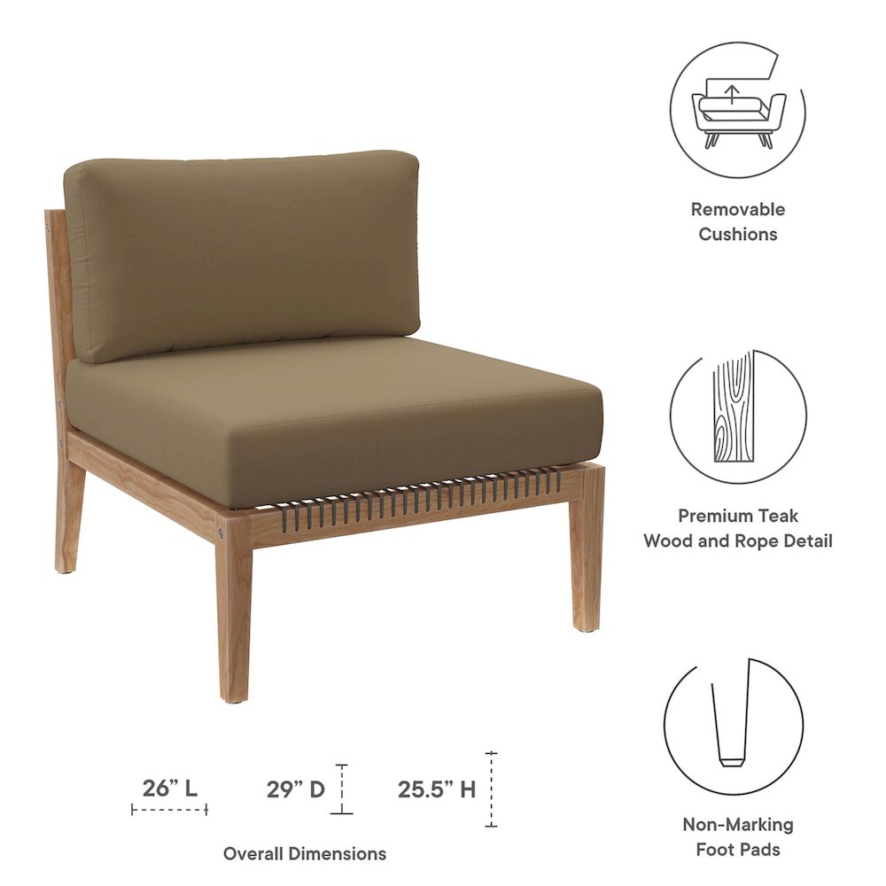 Clearwater Outdoor Patio Teak Wood Armless Chair. Picture 2