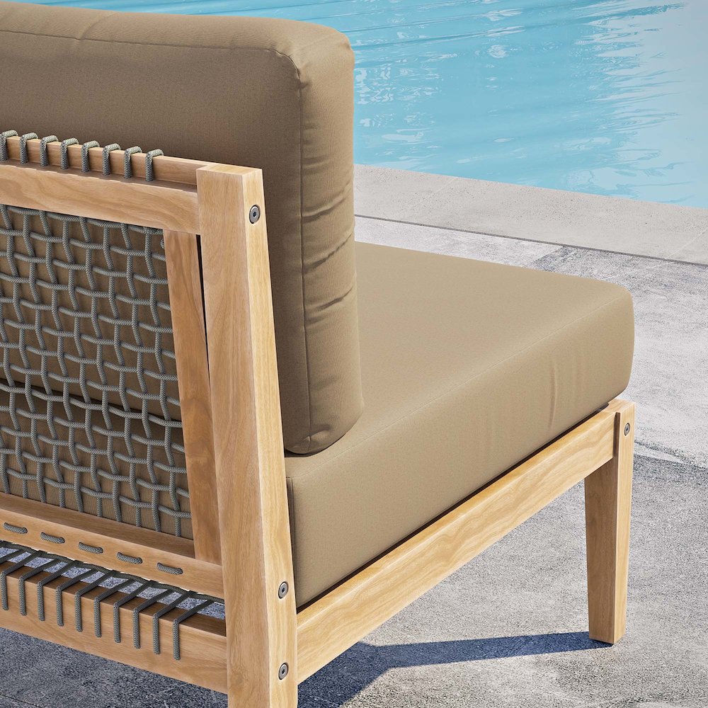 Clearwater Outdoor Patio Teak Wood Armless Chair. Picture 7