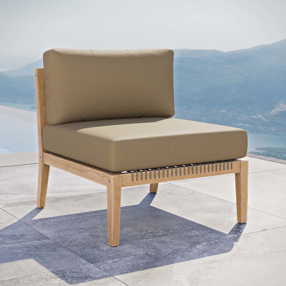 Clearwater Outdoor Patio Teak Wood Armless Chair. Picture 6