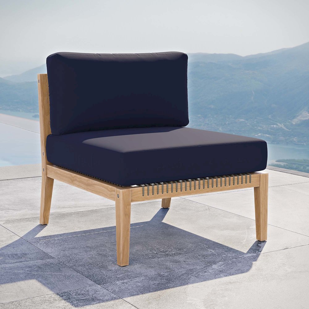 Clearwater Outdoor Patio Teak Wood Armless Chair. Picture 6