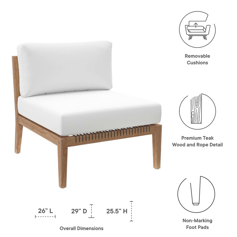Clearwater Outdoor Patio Teak Wood Armless Chair. Picture 2