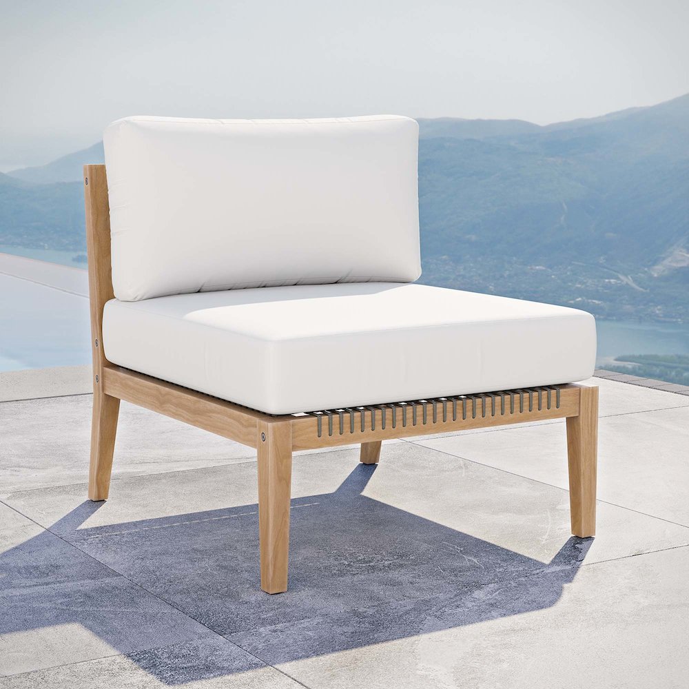 Clearwater Outdoor Patio Teak Wood Armless Chair. Picture 6