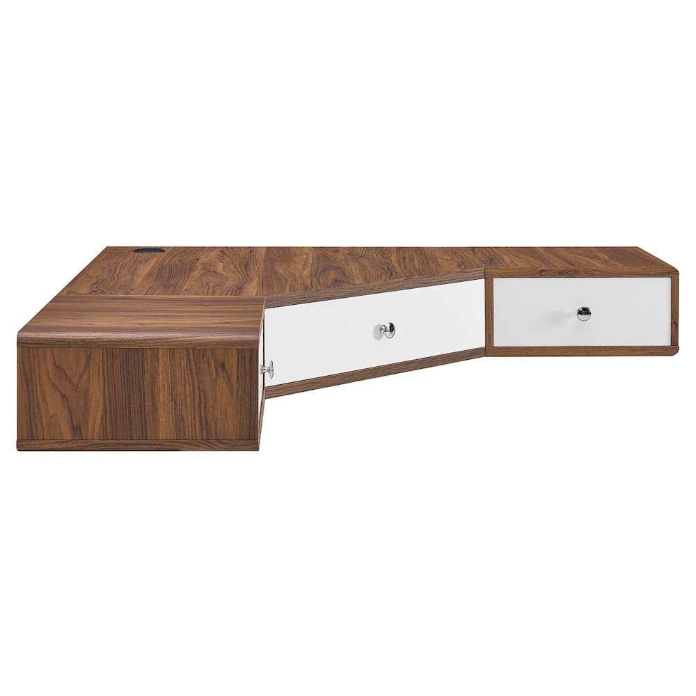 Transmit 47" Wall Mount Corner Walnut Office Desk. Picture 1