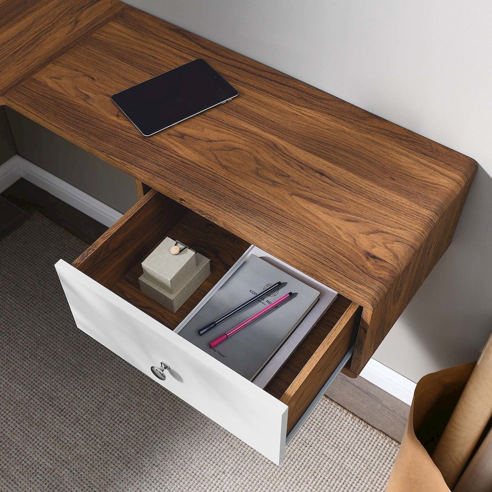 Transmit 55" Wall Mount Corner Wood Office Desk. Picture 9