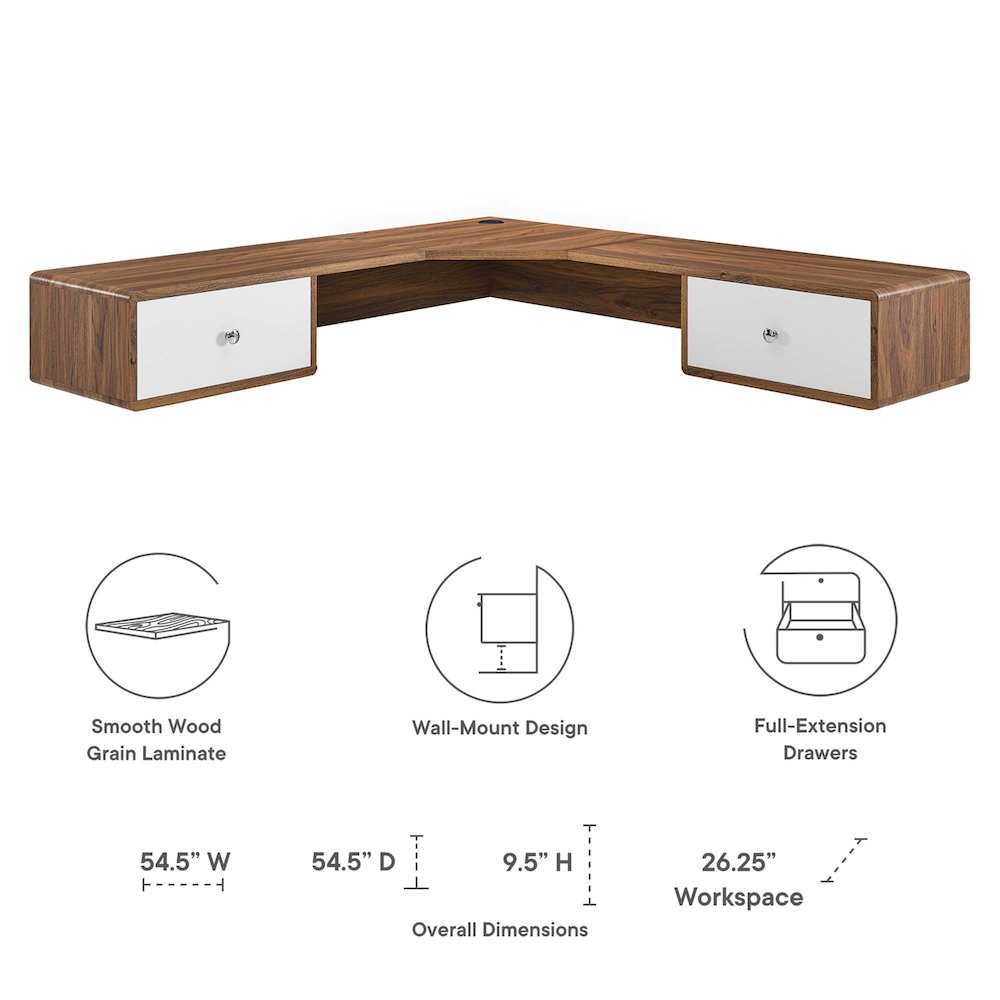 Transmit 55" Wall Mount Corner Wood Office Desk. Picture 2