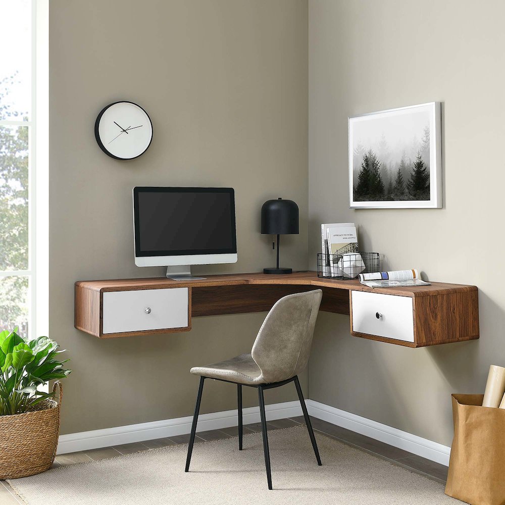 Transmit 55" Wall Mount Corner Wood Office Desk. Picture 8