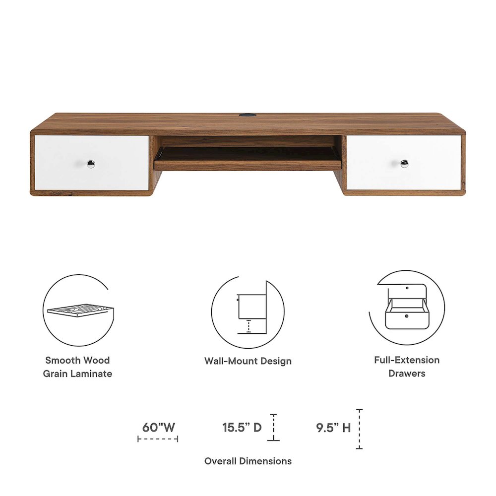 Transmit 60" Wall Mount Wood Office Desk. Picture 2