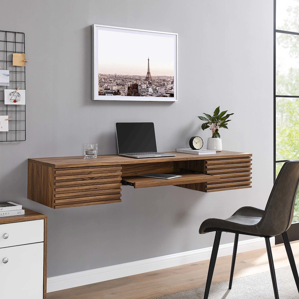 Render Wall Mount Wood Office Desk. Picture 10