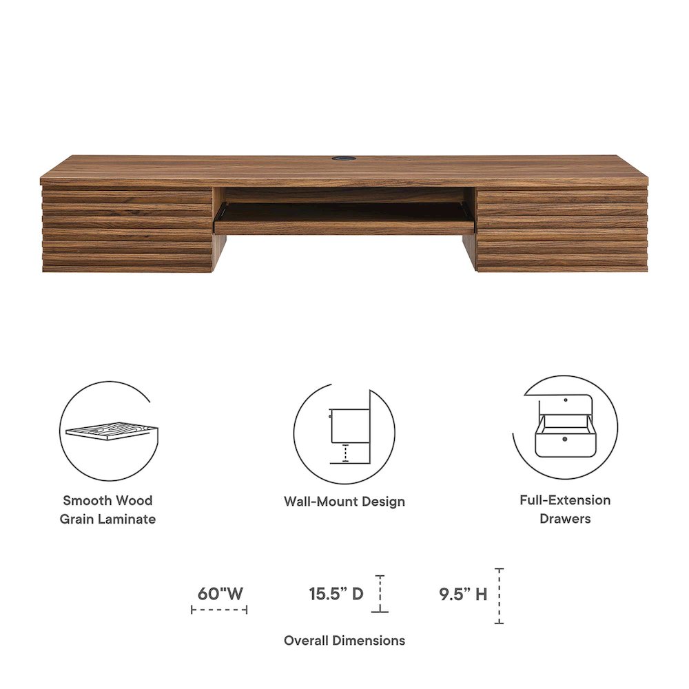 Render Wall Mount Wood Office Desk. Picture 2