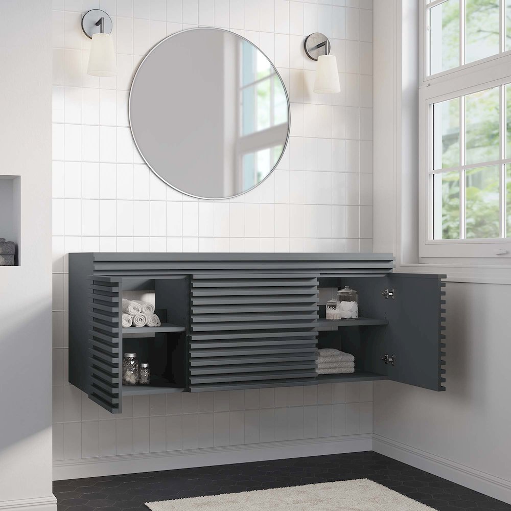 Render 48" Single Sink Compatible (Not Included) Bathroom Vanity Cabinet. Picture 9