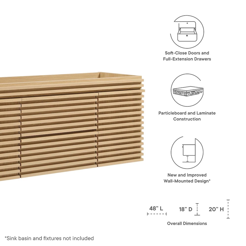Render 48" Single Sink Compatible (Not Included) Bathroom Vanity Cabinet. Picture 2