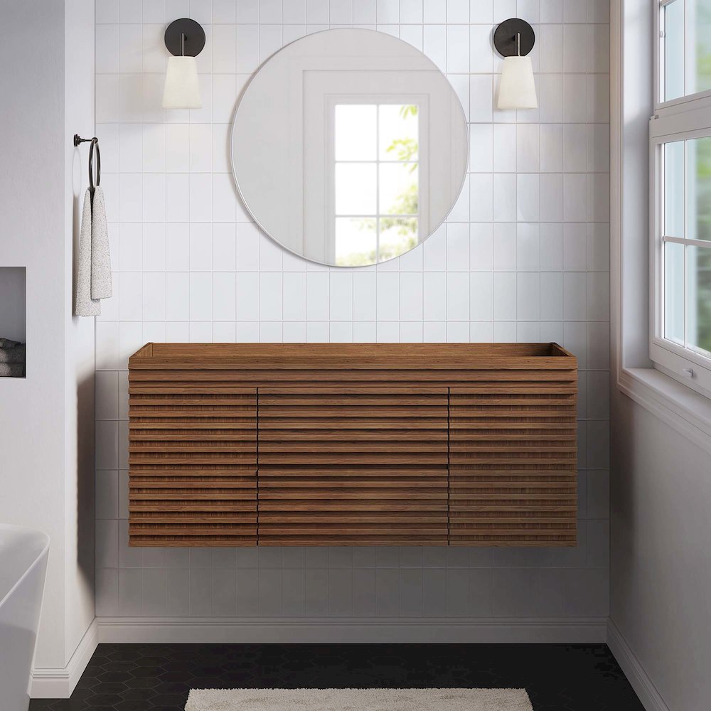 Render 48" Single Sink Compatible (Not Included) Bathroom Vanity Cabinet. Picture 8