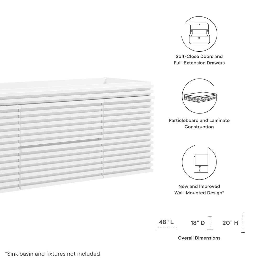 Render 48" Single Sink Compatible (Not Included) Bathroom Vanity Cabinet. Picture 2