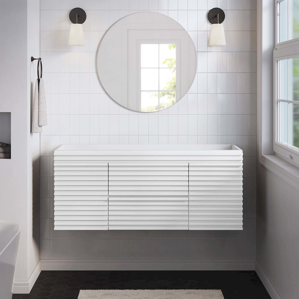 Render 48" Single Sink Compatible (Not Included) Bathroom Vanity Cabinet. Picture 8