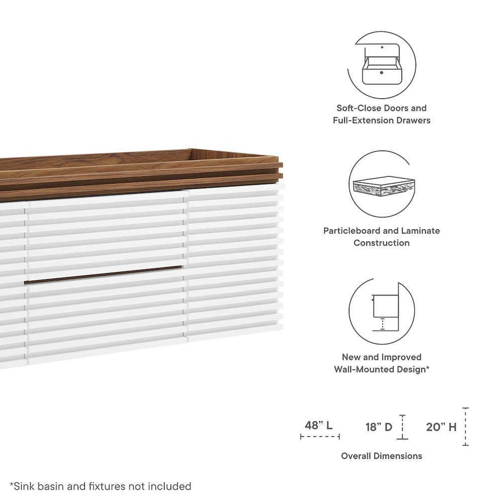 Render 48" Single Sink Compatible (Not Included) Bathroom Vanity Cabinet. Picture 2